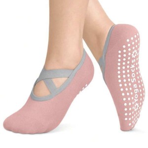 جوراب یوگا، پیلاتس بند طوسی ضربدری - Yoga, Pilates Socks