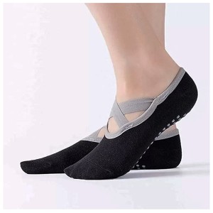 جوراب یوگا، پیلاتس بند طوسی ضربدری - Yoga, Pilates Socks