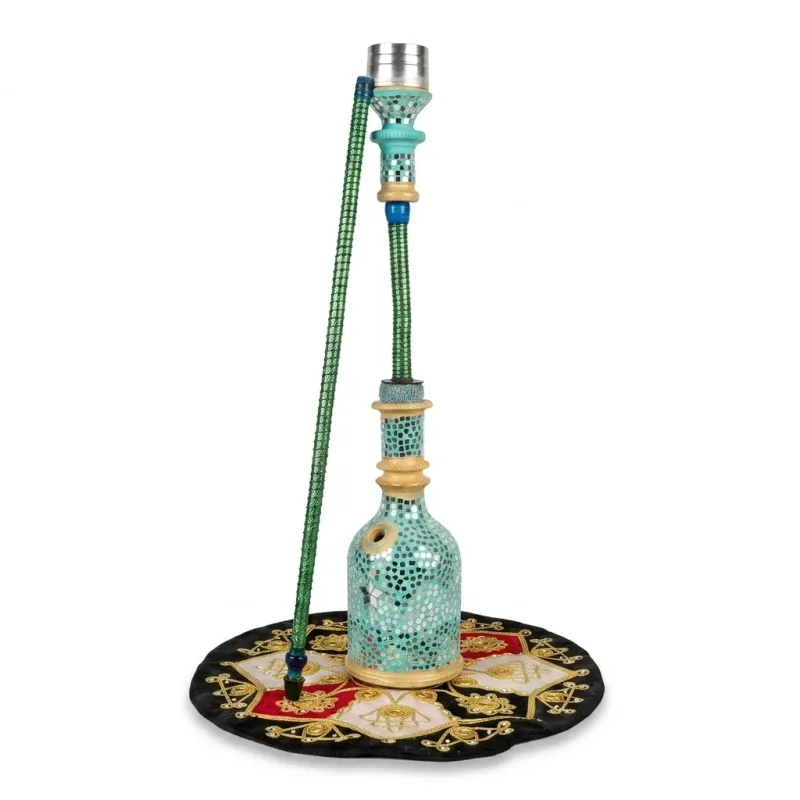 قلیان سفالی سنتی طرح کاشی‌کاری (آینه‌کاری)
