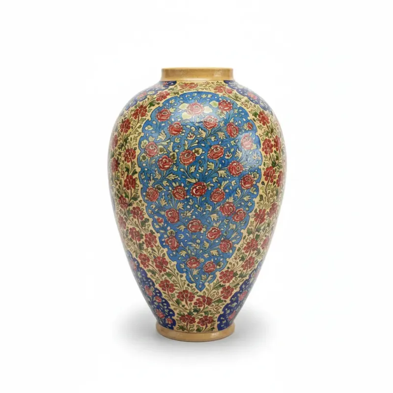 گلدان سفالی بلونی (طرح گل و مرغ) – ارتفاع ۵۵ سانتی‌متر