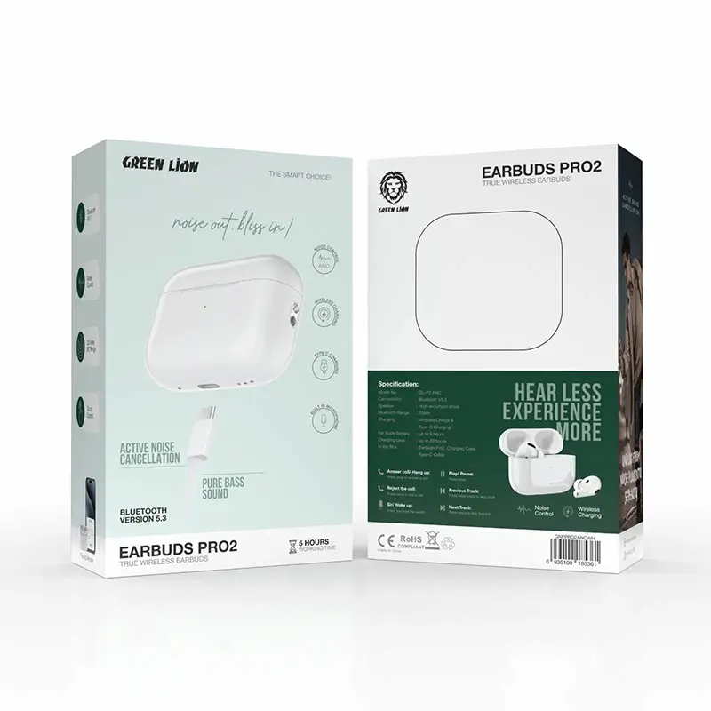 هندزفری بلوتوثی گرین لاین مدل Earbuds Pro2 با قابلیت نویز کنسلینگ فعال (ANC)