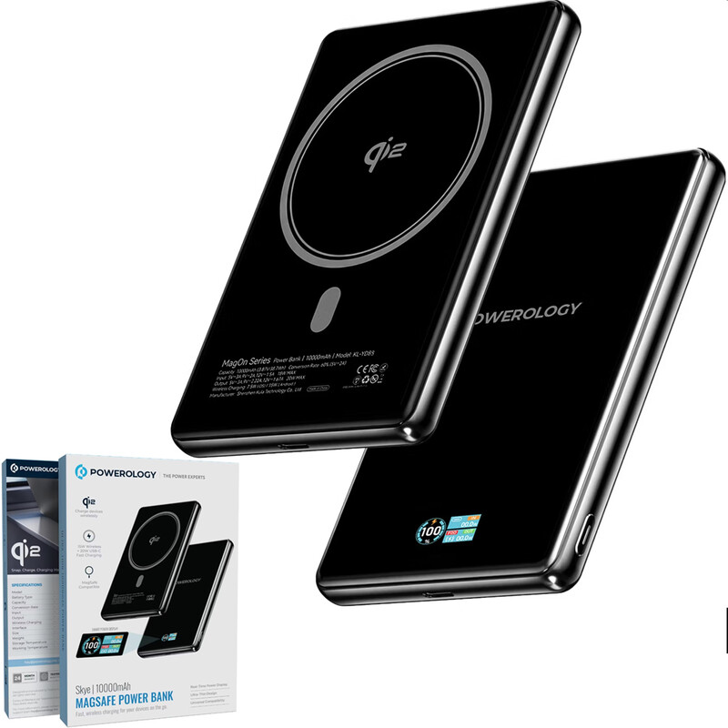 پاور بانک وایرلس 10000 پاورولوژی Powerology مدل PPBKLYD89BK توان 15 وات
