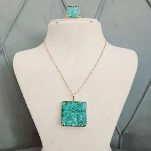 گردن بند و انگشتر فیروزه  کوبی مدل  Mora (مورا)