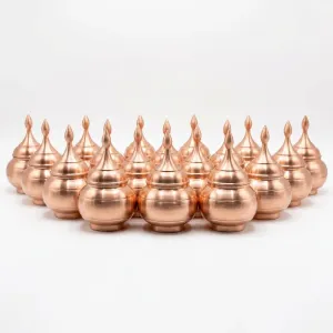 قندان مسی زیر ساخت صنایع دستی مدل سیبی (ارتفاع 18 و 20 سانتی‌متر)