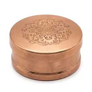 جعبه جواهر (زعفران) مسی زیرساخت قلم‌کاری