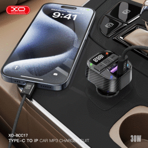 شارژر فندکی فست شارژ ماشین تایپ سی 30 وات و گیرنده بلوتوثی ایکس او BCC17