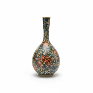 گلدان سفالی خیامی (طرح گل و مرغ) – ارتفاع ۳۰ سانتی‌متر