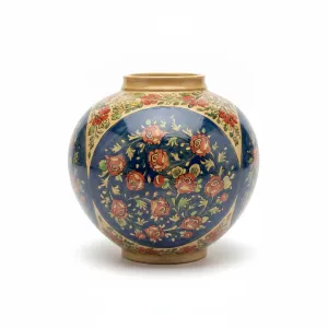 گلدان سفالی کروی (طرح گل‌دار سنتی) – ارتفاع ۲۷ سانتی‌متر