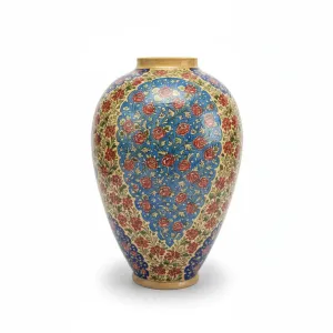 گلدان سفالی بلونی (طرح گل و مرغ) – ارتفاع ۵۵ سانتی‌متر