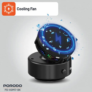 فروش هولدر موبایل، شارژر بی سیم خنک کننده پورودو Porodo مدل PD-HSM17-BK توان 15 وات
