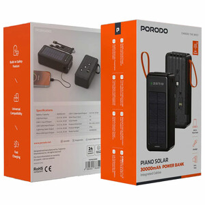 پاوربانک خورشیدی پورودو Porodo مدل PDPBB308BK ظرفیت 30000 توان 10.5 وات