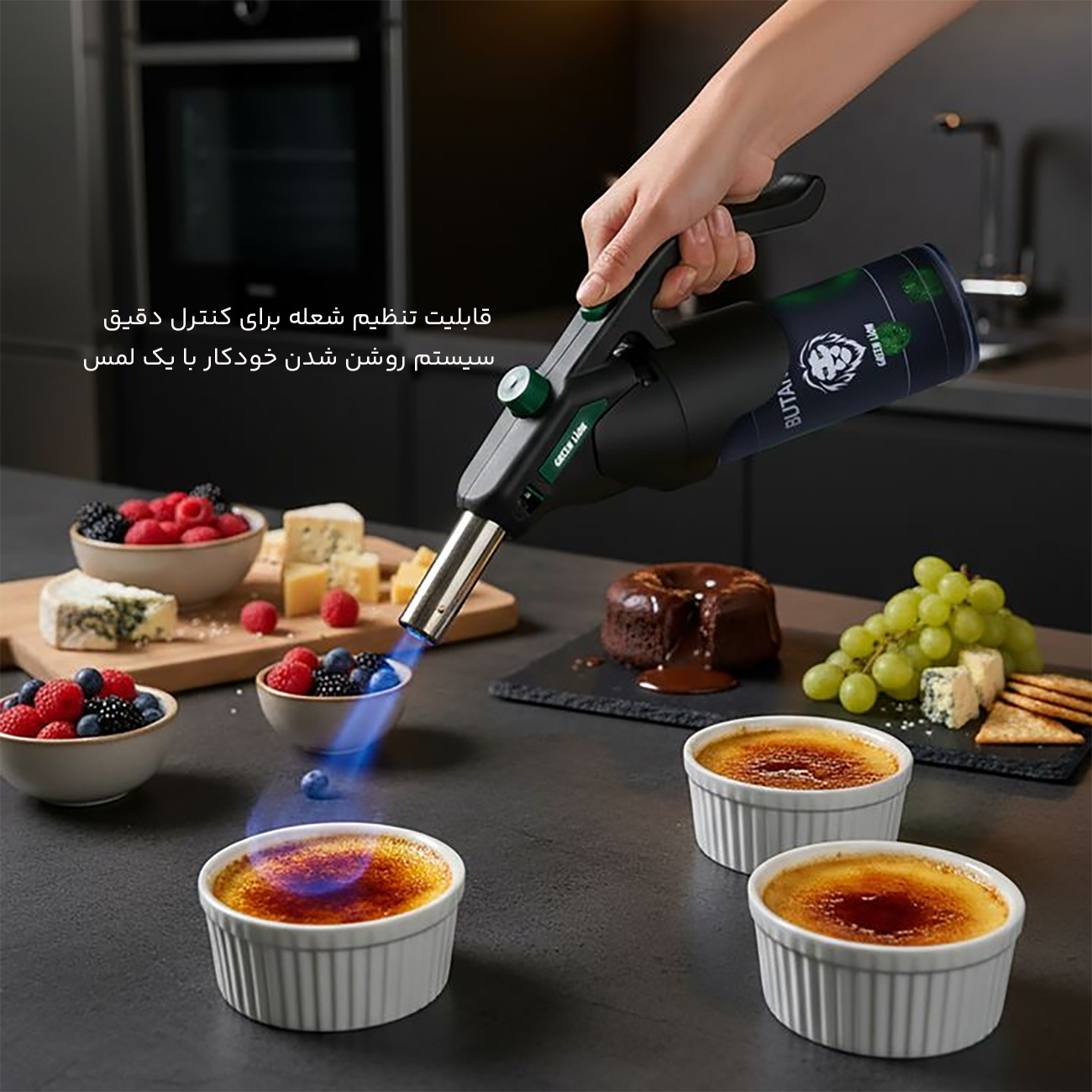شعله قابل تنظیم سر شعله فندکی کپسول گاز