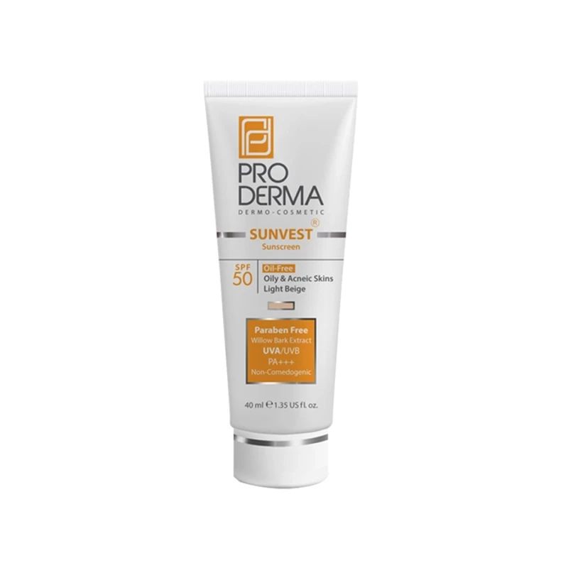کرم ضد آفتاب فاقد چربی SPF 50 بژ روشن پرودرما