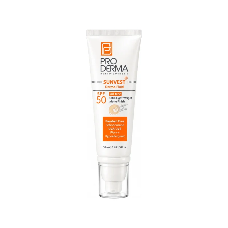 فلوئید ضد آفتاب فاقدچربی (Spf 50) پرودرما  پوست چرب و جوشدار