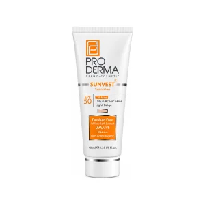 کرم ضد آفتاب فاقد چربی SPF 50 بژ روشن پرودرما
