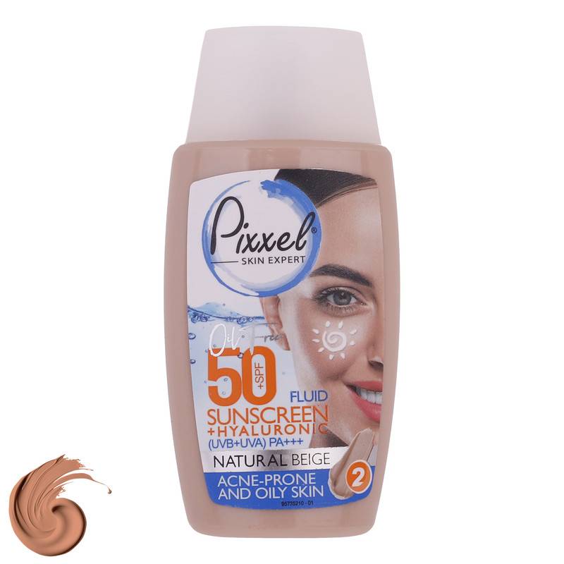 کرم ضد آفتاب پوست چرب و جوشدار SPF50 پیکسل رنگ بژ طبیعی