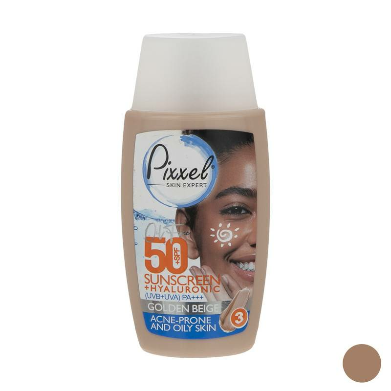 کرم ضد آفتاب پوست چرب و جوشدار SPF50 پیکسل رنگ بژ طلایی