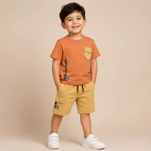 ست تیشرت وشلوارک پسرانه مدل ماهان کد002، رنگبندی مطابق تصویر