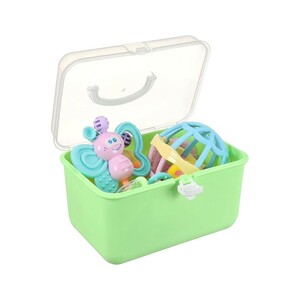 ست جغجغه و دندانگیر نوزادی7 عددی مدل صندوقی سایز بزرگ Baby Rattle