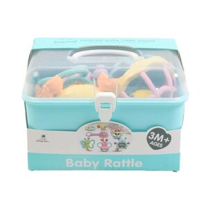 ست جغجغه و دندانگیر نوزادی7 عددی مدل صندوقی سایز بزرگ Baby Rattle