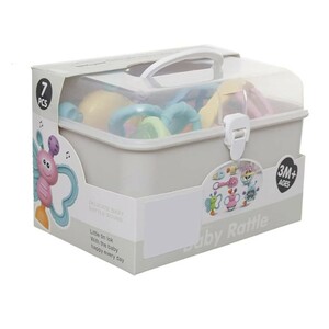 ست جغجغه و دندانگیر نوزادی7 عددی مدل صندوقی سایز بزرگ Baby Rattle
