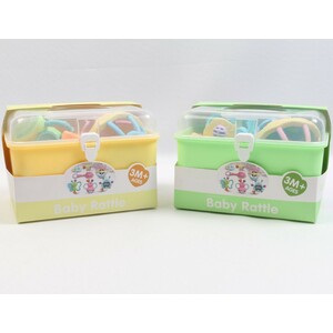 ست جغجغه و دندانگیر نوزادی7 عددی مدل صندوقی سایز بزرگ Baby Rattle