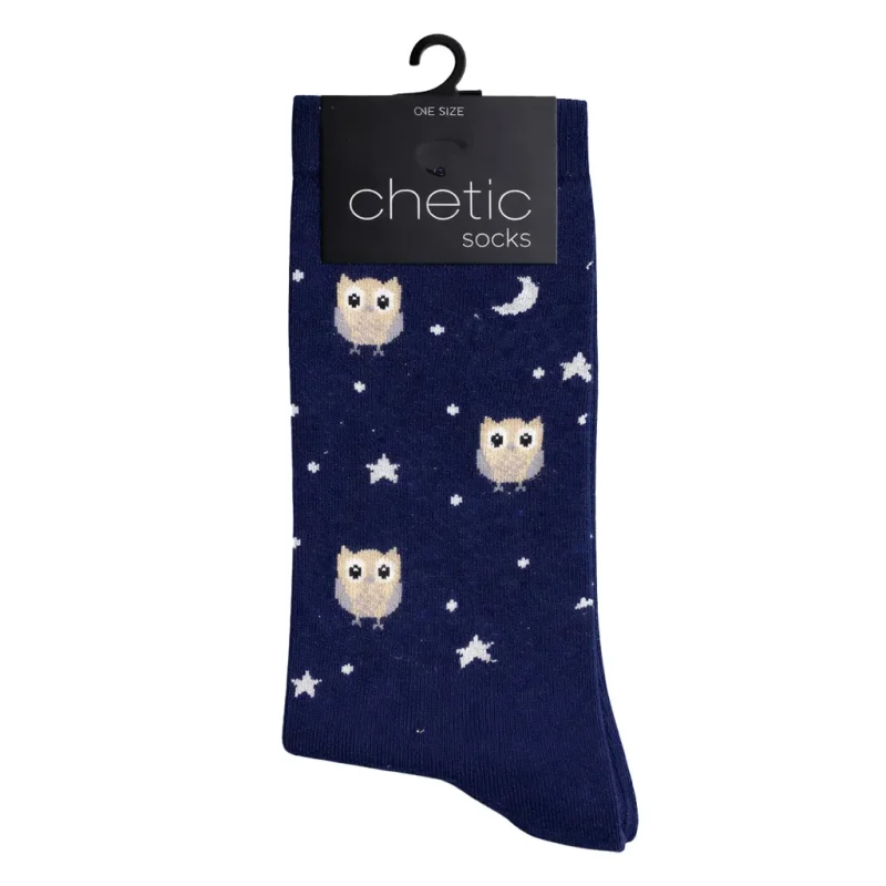 جوراب ساق بلند زنانه چتیک ترک طرح جغد شب