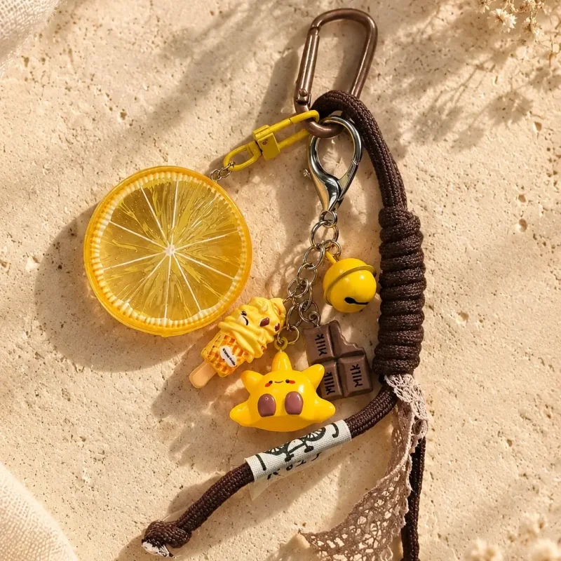 جاکلیدی آویز لیمو و بستنی با بند بافت