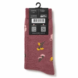 جوراب ساق بلند زنانه چتیک ترک طرح کتاب و فنجان