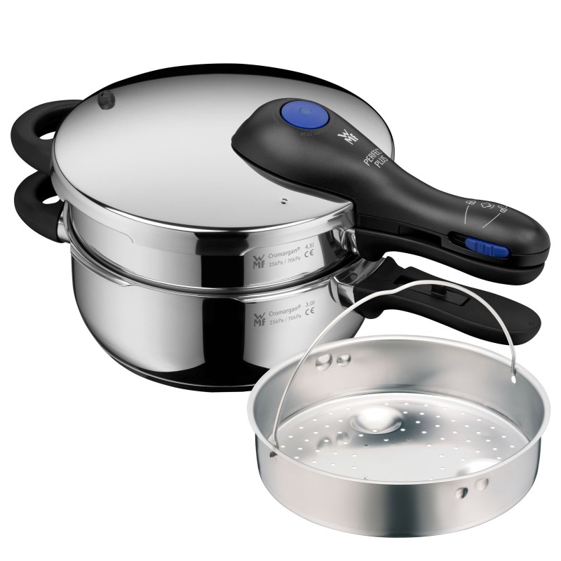 زودپز دو قلو دبلیو ام اف مدل WMF PERFECT Plus گنجایش 3 و 4.5 لیتر به همراه بخارپز