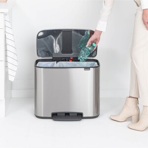 سلط زباله لوکس دو قلو BRABANTIA Pedal Bin استیل مات