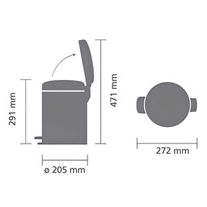 ابعاد سطل زباله 5 لیتر BRABANTIA Pedal Bin