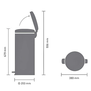 ابعاد سطل زباله 30 لیتر BRABANTIA Pedal Bin