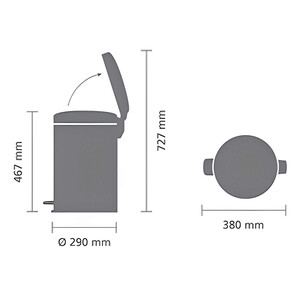 ابعاد سطل زباله 20 لیتر BRABANTIA Pedal Bin