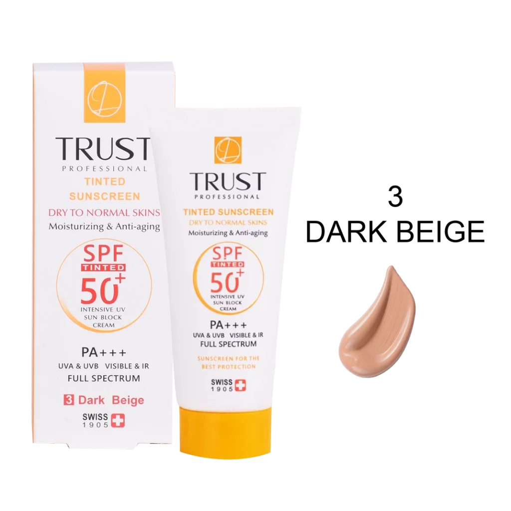 کرم ضد آفتاب رنگی و ضد پیری بژ تیره تراست - اصل