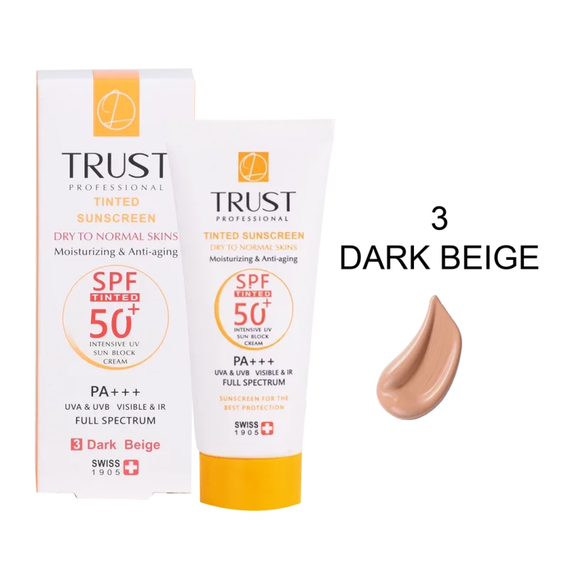 کرم ضد آفتاب رنگی و ضد پیری بژ تیره تراست - اصل