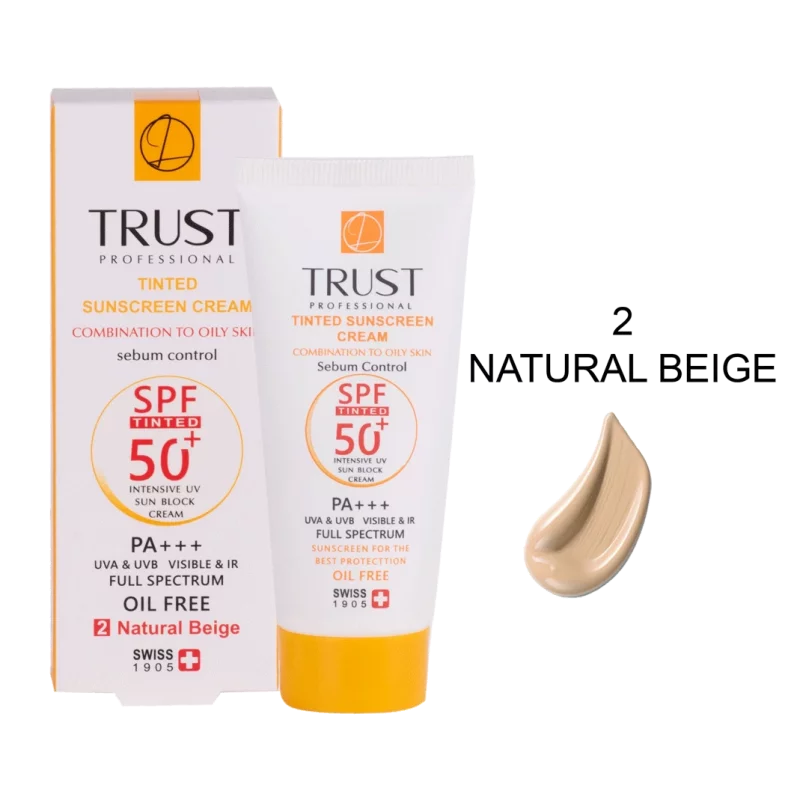 کرم ضد آفتاب رنگی و ضد پیری بژ طبیعی  تراست - اصل