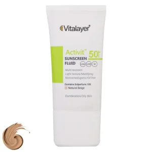 فلوئید ضدآفتاب بژ طبیعی ویتالیر مدل اکتیویت  SPF 50 - اصل