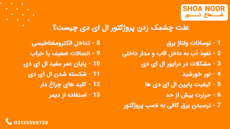 علل چشمک زدن پرژکتور ال ای دی