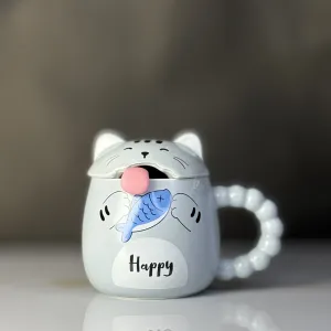ماگ گربه‌ای زبون‌ دار