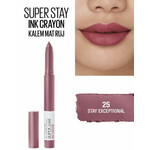 رژ لب مات مدادی میبلین مدل ink crayon - رنگ stay exceptional شماره 25
