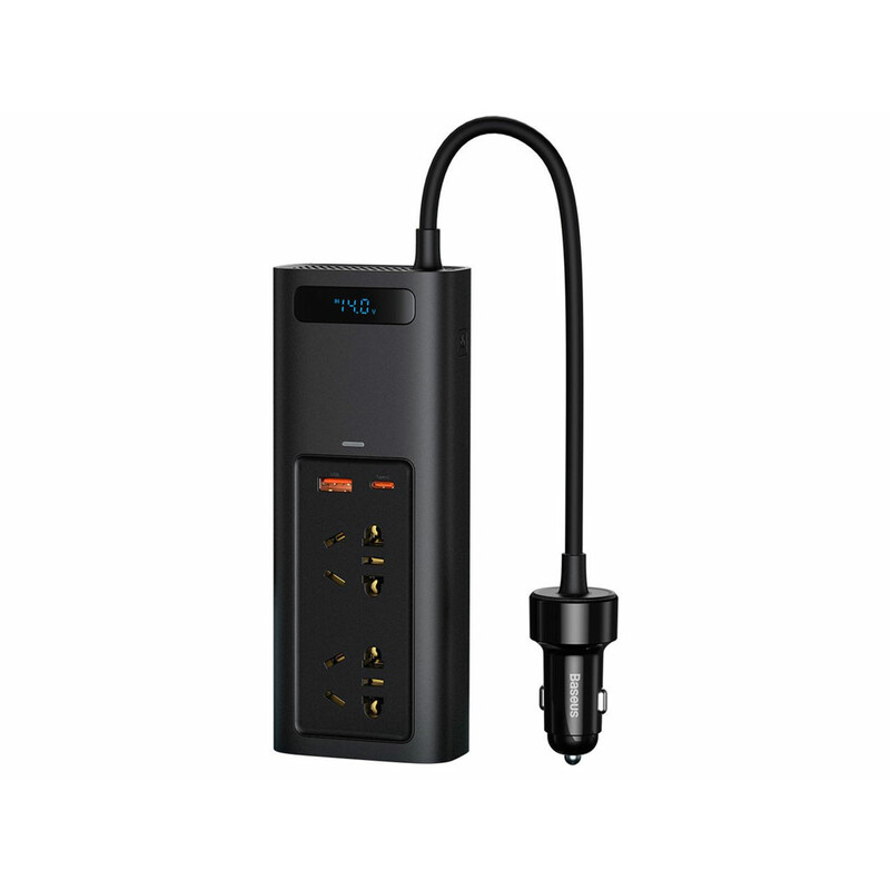 اینورتر و شارژر فندکی فست شارژ ماشین تایپ سی و یو اس بی بیسوس CRNBQ-A01