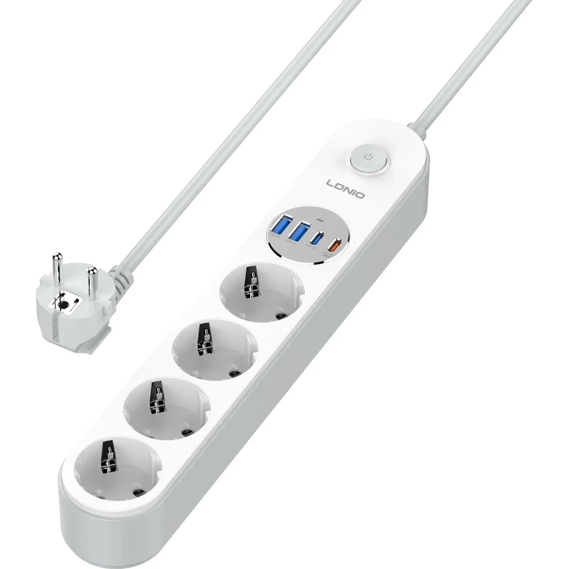 چند راهی برق الدنیو LDNIO مدل SE1-C با 4 سوکت و 4 پورت