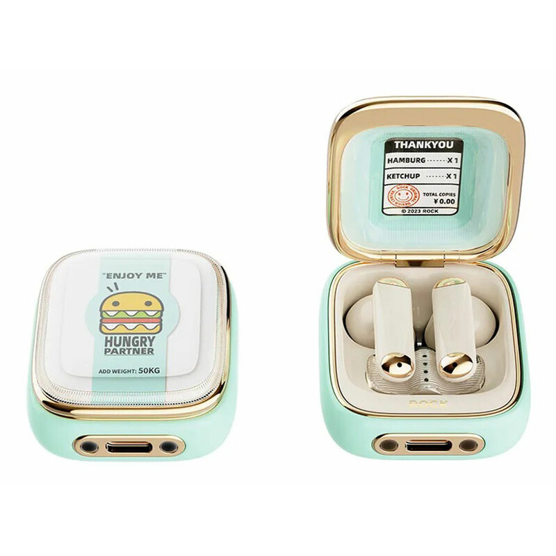 هندزفری بلوتوثی راک ROCK Retro Style True Wireless Stereo Bluetooth Earphone Hamburger