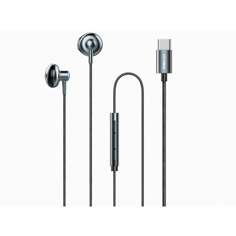 هندزفری سیمی تایپ‌ سی رسی Recci REP-L26 Type-C Stereo Sound Wired Earphone