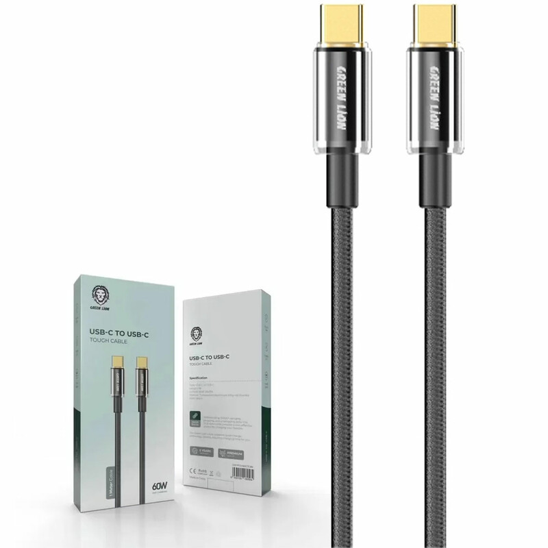 کابل تایپ سی گرین لاین مدل GNTPTGH60CTCBK توان 60 وات 1 متر
