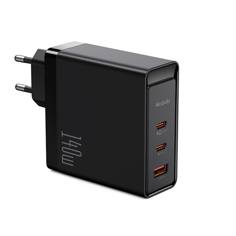 شارژر دیواری سوپر فست شارژ تایپ سی و یو اس بی 140 وات مک دودو MCDODO CH-2911 GaN 5 Pro 140W Type-C / USB Fast Charger