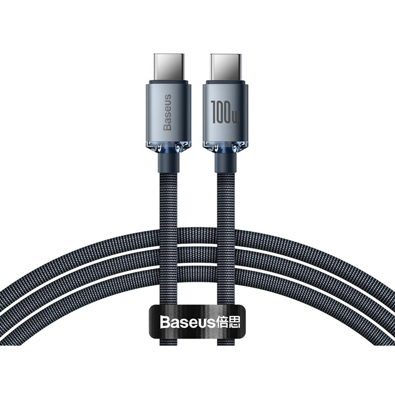 کابل سوپر فست شارژ دوسر تایپ‌سی 1.2 متری 100 وات بیسوس Baseus Type C to Type C fast charging cable 100W CAJY000601