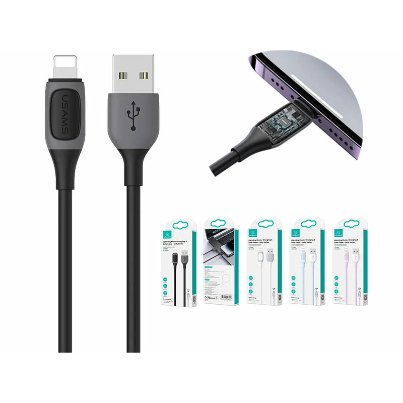 کابل شارژ سریع یواس بی به لایتنینگ 2.4 آمپر یک متری یوسامز Usams Us-SJ595 Cable Lighting 2.4A Charging & Data Cable 1M