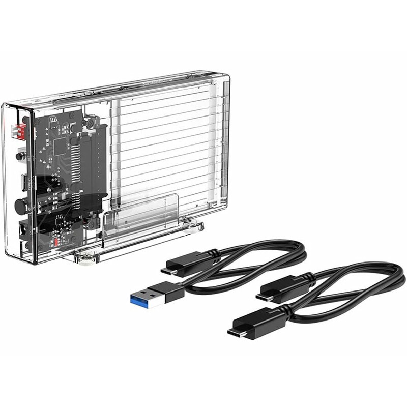 باکس هارد اکسترنال تایپ سی دوتایی  شفاف اوریکو ORICO Dual-Bay Hard Drive Enclosure 2259RC3